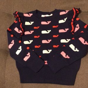 Vineyards Vines Allover Whale Ruffle Sweater Girls